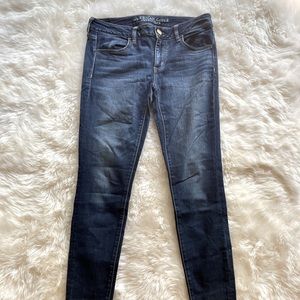American Eagle Super Low Medium Wash Denim Jeggings Blue Size 8L